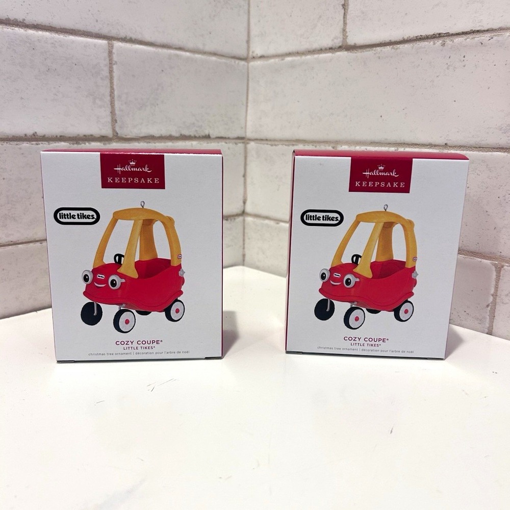 Hallmark Keepsake Little Tikes Cozy Coupe Car Hanging Ornaments 2022 Set of 2